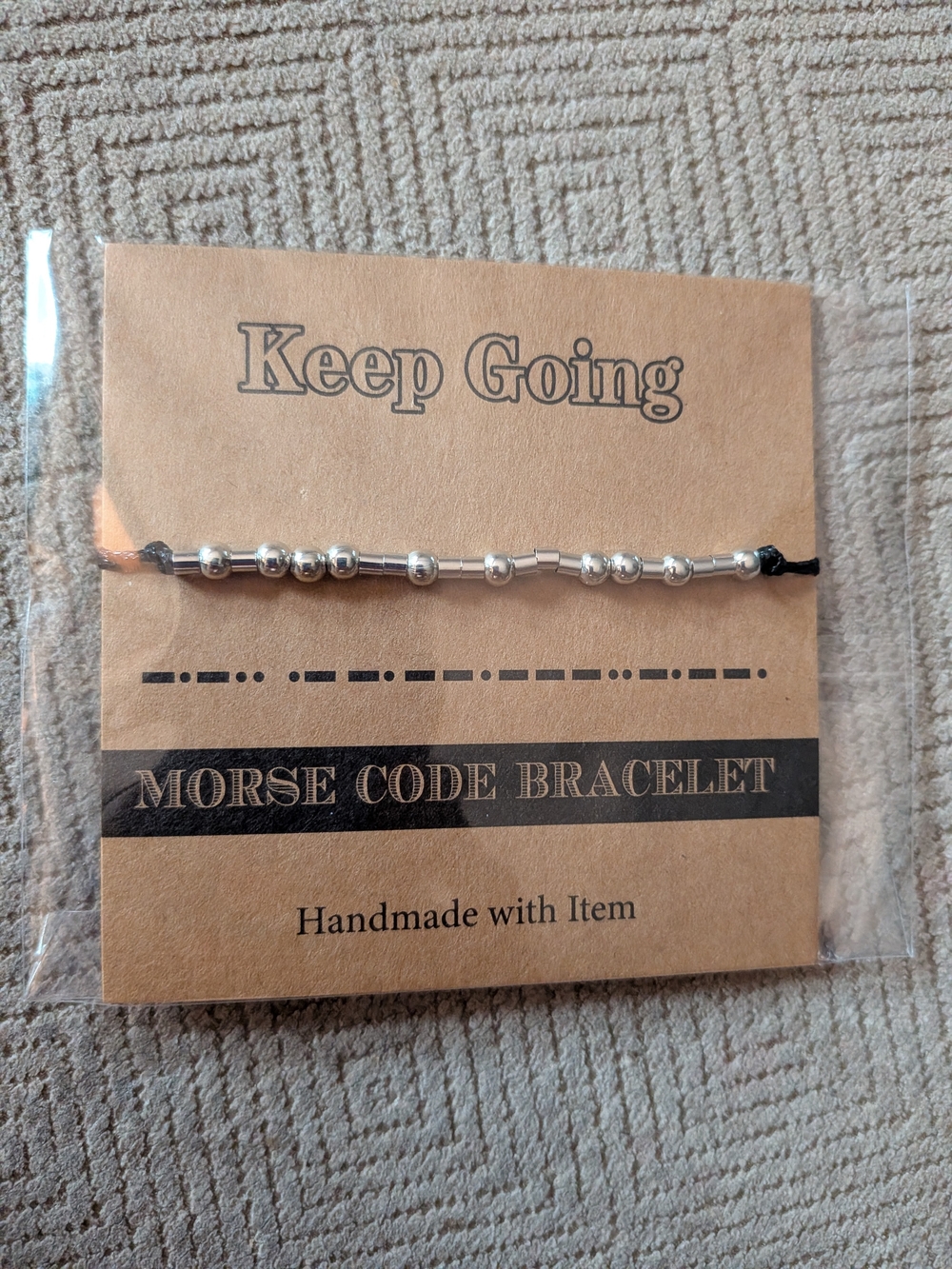 Morse Code Bracelet (1) with Silver Beads - Picture 8 of 8